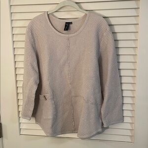 Focus Cream Crew Neck Waffle Sweatshirt